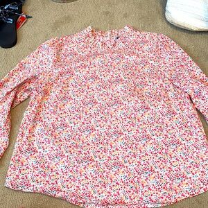J Crew Liberty floral blouse with ruffle neck.  XL